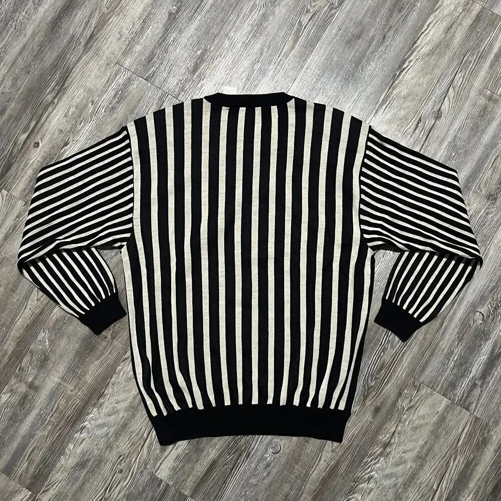 Valentino Boutique Italy Striped Knit Sweater 54 XL Wool Cotton - Picture 2 of 11